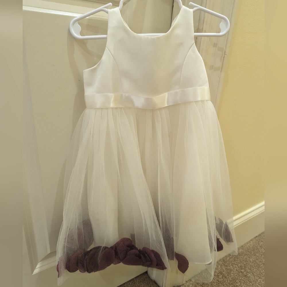 Burgundy Pedal Flower Girl Dress
